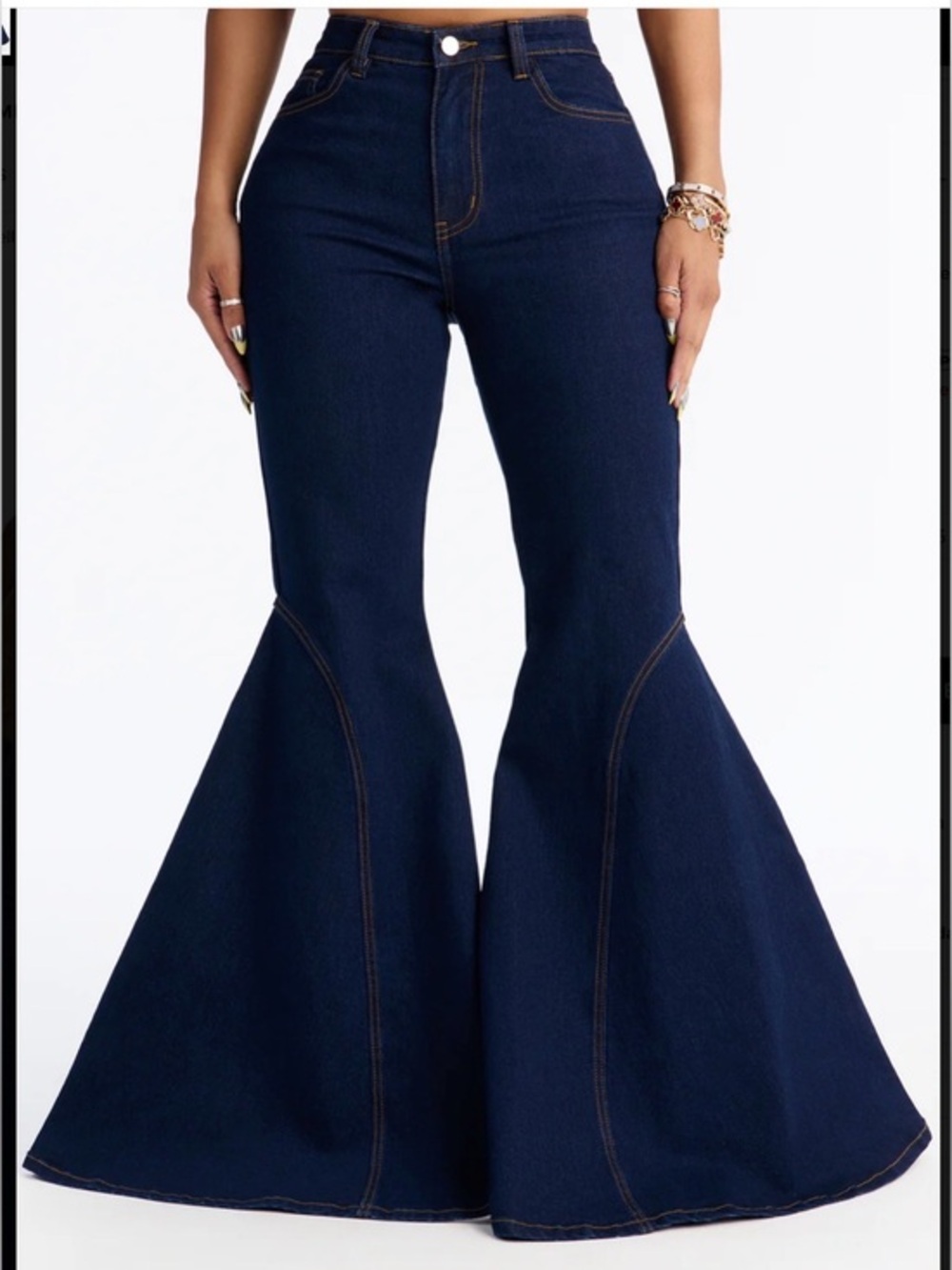 ✨NEW High-Waist Dark Blue Flare Super Bell Bottoms Nashville Jeans for Women